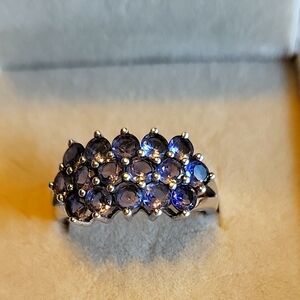 Beautiful Sterling Silver Natural Iolite Band Ring. 7